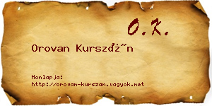 Orovan Kurszán névjegykártya